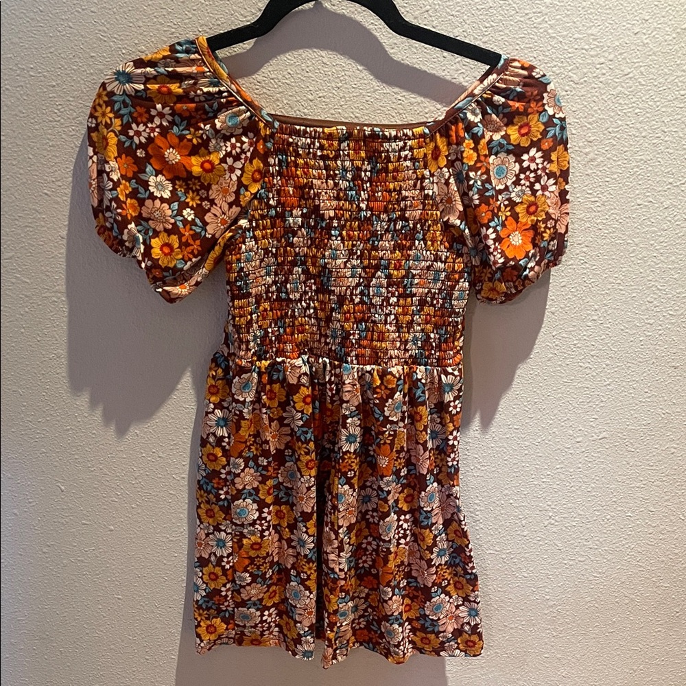 Floral Smocked Dress with Puff Sleeves
